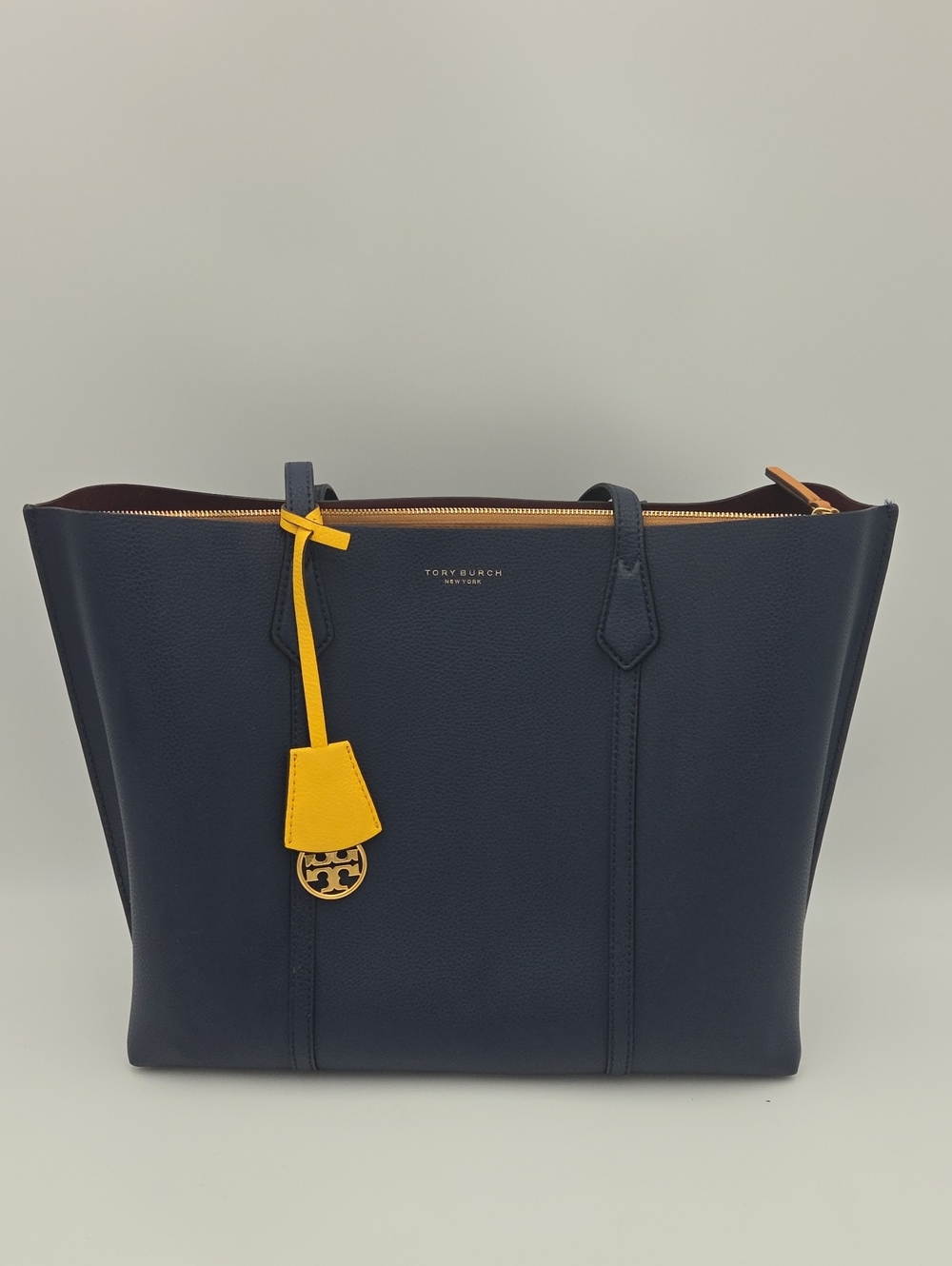 Tory Burch Perry triple-compartment leather tote In Navy